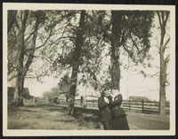 Craighead Davidson with Louise's sister Billie Heagy in front yard near driveway
