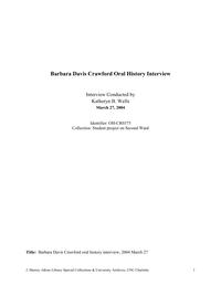 Barbara Davis Crawford oral history interview, 2004 March 27
